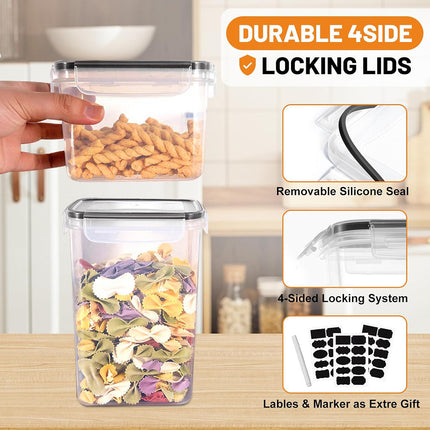 8 Or 16 Pcs Clear Food Storage Containers with Silicone Seal Lids