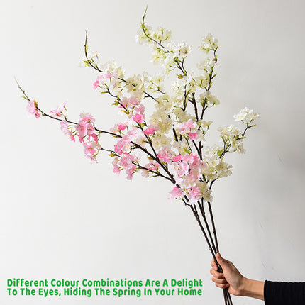 6PCS Artificial 4-Prong Cherry Blossom Branches Decorative for Home Vase Party