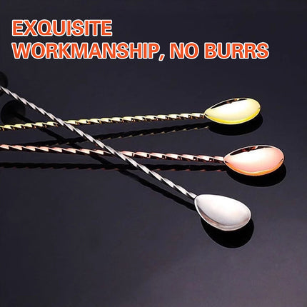 Stainless Steel Cocktail Bar Spoon Twisted Handle Mixing Stirring Muddler 27cm