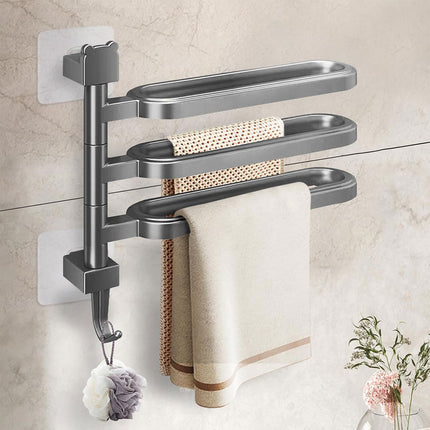 Punch-free Towel Rack Basic Model Rotatable Multi-rod Bathroom Toilet Towel Hang