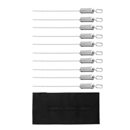 BBQ Skewers 10PCS Flat Stainless Steel 41cm Carry Bag Kebab Grill Sticks Outdoor