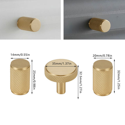 Brass Handle Modern Simple Knurled Copper Pull Closet Drawer Cabinet Door Handle