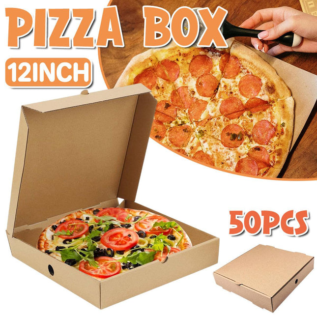 50pcs 12 Inch Pizza Boxes Disposable Cardboard Takeaway Packaging Storage Boxes