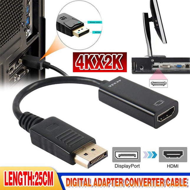4K 30Hz DP to HDMI Adapter Cable 25cm Displayport Converter for Monitor Projector
