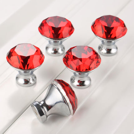 Door Knobs Handles Clear Crystal Diamond Glass Kitchen Cupboard Cabinet Pulls 30MM