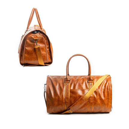 PU Leather Travel Duffel Bag Men Weekend Overnight Luggage Bag for Travel Sports