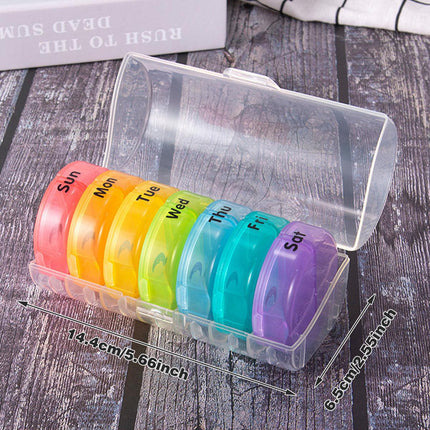7Days Round Mini Travel Pill Box Portable Plastic Pill Dispenser for Medication