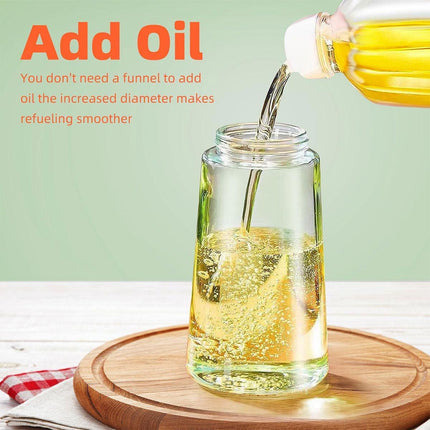 2-in-1 470ml Glass Oil Bottle Spray Pour Automatic Pressure Control Kitchen Tool