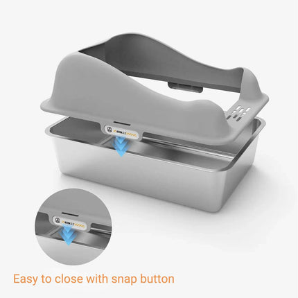 Stainless Steel Litter Box Durable Cat Litter Pan Open Design for Easy Cleaning