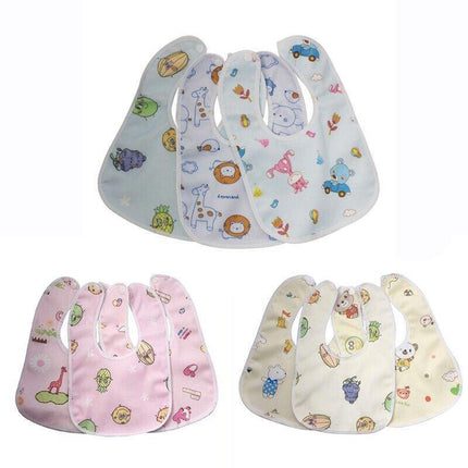3X Baby Bibs Set Waterproof 100% Cotton Soft Kid Boy Girl Gift Adjustable 0-1yr - Aimall