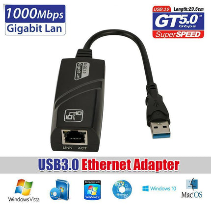 New USB 3.0 to Gigabit RJ45 Ethernet LAN Adapter 1000Mbps for PC Laptop Mac - Aimall