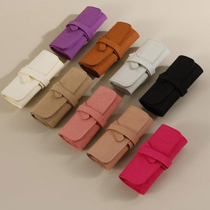 Portable Microfiber Jewelry Storage Bag Roll Organizer for Earrings Necklaces