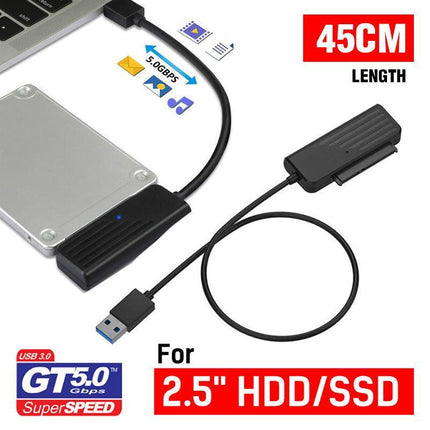 45cm USB 3.0 to SATA 22Pin 2.5Inch Hard Disk Driver SSD Adapter Data Power Cable - Aimall