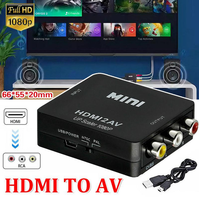 HDMI to RCA Composite AV CVBS 3RCA Video Cable Converter 1080p Downscaling Black