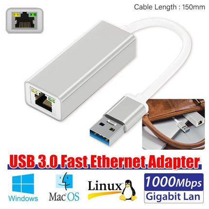USB 3.0 to Gigabit RJ45 Ethernet LAN network Adapter 1000Mbps For Macbook PC - Aimall