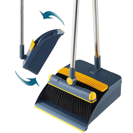 Folding Broom Dustpan Set Rotating Household Sweeping Hair Removal Cleaning Tool