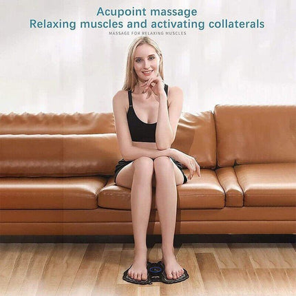 Black Rechargeable Ems Bioelectric Acupoints Massager Mat Foot Stimulator Au