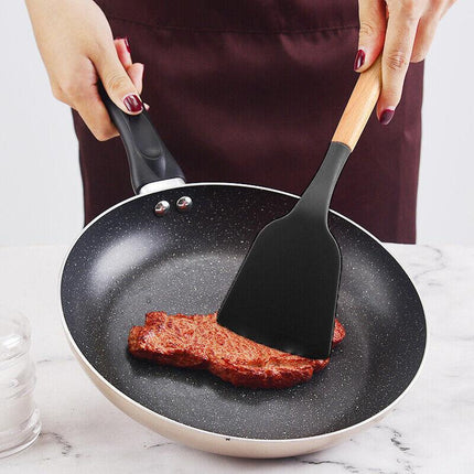 Set Of 12 Silicone Utensils Set Wooden Cooking Kitchen Baking Cookware Au  Stock