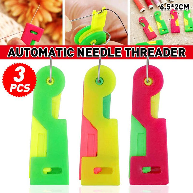 3 PCS Mini Fashion Automatic Needle Threader Sewing Threading Guide Device Tool - Aimall