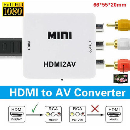 HDMI to RCA Composite AV CVBS 3RCA Video Cable Converter 1080p Downscaling White - Aimall