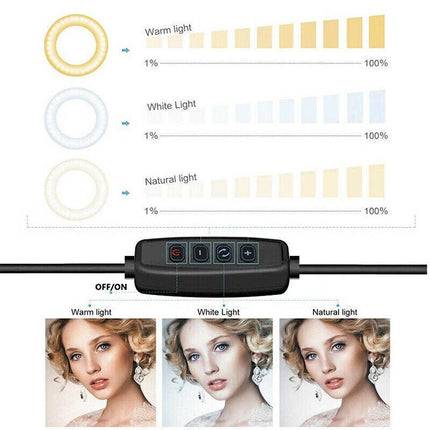 10”LED Dimmable Ring Light with Selfie Tripod for Makeup & Live Streaming