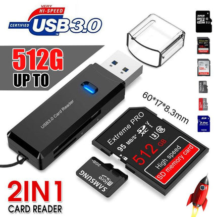 2 In 1 USB 3.0 Card Memory Reader High Speed SD SDHC SDXC Micro Writer Adapter - Aimall