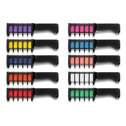 10 Colors Hair Chalk Comb Kit Temporary Dye for Kids' Fun & Parties - Aimall