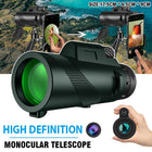 HD Monocular Telescope with Phone Holder and Tripod for Travel and Low Light Use