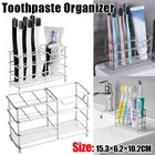 Toothbrush Non-Slip Holder Toothpaste Organizer Bathroom Stainless Steel Stand - Aimall