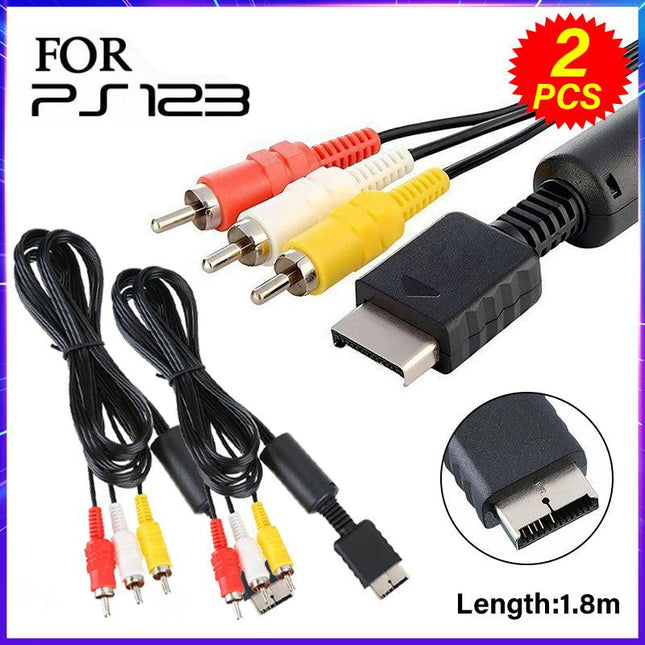 2x TV AV RCA Audio Video Cable for SONY Playstation 1 2 3 PS1 PS2 PS3 Lead Cord - Aimall