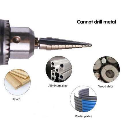 5PCS Titanium HSS Step Drill Bit Set High Speed Steel Cone Hole Cutter Kit Case