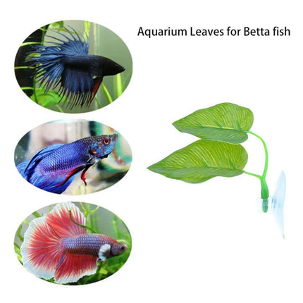 4pcs Aquarium Decoration Artificial Betta Fish Leaves Resting and Spawning Set