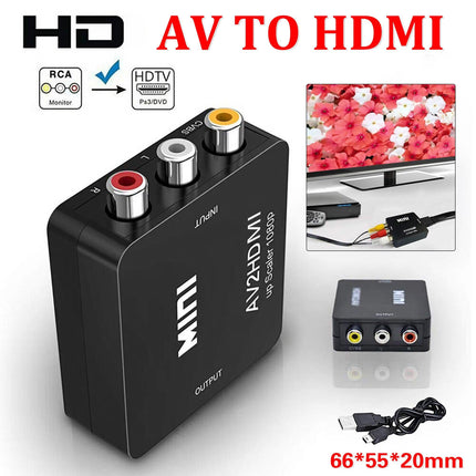 Composite AV CVBS 3RCA to HDMI Video Cable Converter 1080p Upscaling Black - Aimall