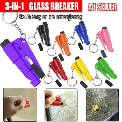 3 In 1 Car Window Glass Breaker Emergency Escape Tool Safety Seat Belt Cutter Au - Aimall