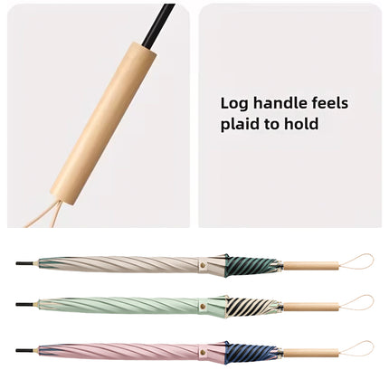Long Handled Umbrella Petal Shape Dual Use Sun Rain 100cm Steel Wooden Handle