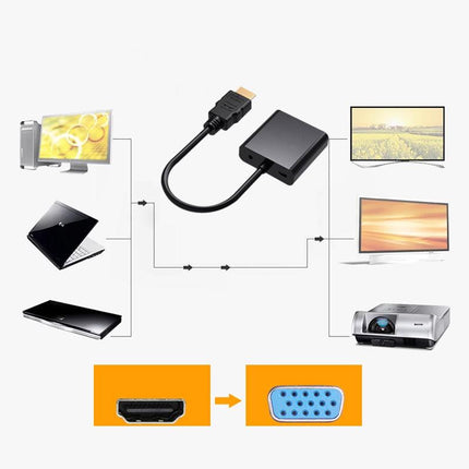 Jasoz 1080P Hdmi Male To Vga Female Video Adapter Cable Converter Chipset