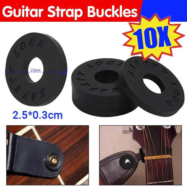 10X Black Guitar Strap Locks Blocks Anti Slip For Acoustic Electric Guitar Bass - Aimall
