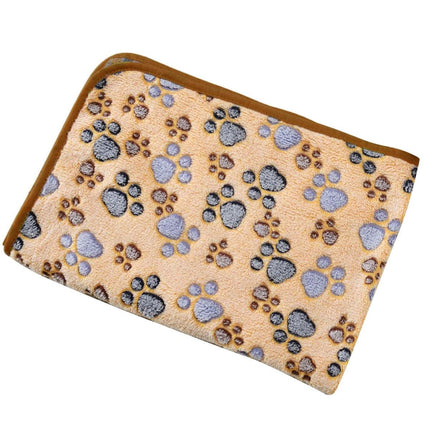 Small Pet Mat Paw Print Cat Dog Puppy Fleece Soft Pet Blanket Bed Cushion