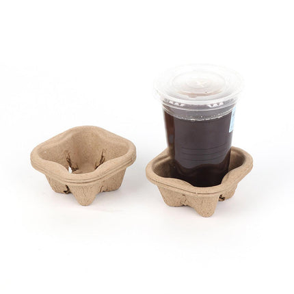 100PCS BioCup 1/2/4 Cup Carry Tray Recycled Paper Pulp Holder
