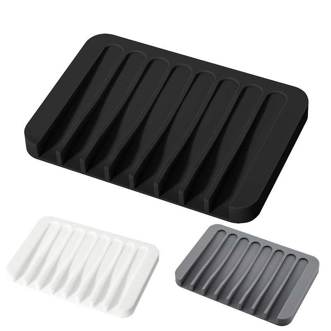 2X Silicone Soap Dish Soap Holder Rack Tray Plate Saver Storage For Bathroom new - Aimall