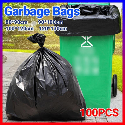 100Pcs Heavy-Duty Black Bin Bags - Durable Waste Refuse Sacks - Aimall