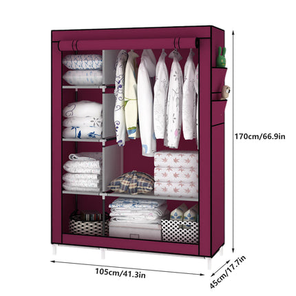 Simple Steel Frame Wardrobe with Non-Woven Fabric Cover for Clothes Storage Use