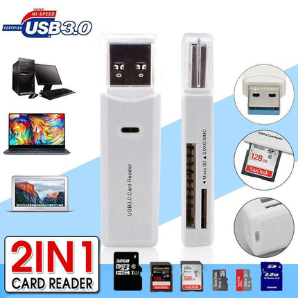 2 In 1 USB 3.0 Card Memory Reader High Speed SD SDHC SDXC Micro Writer Adapter - Aimall