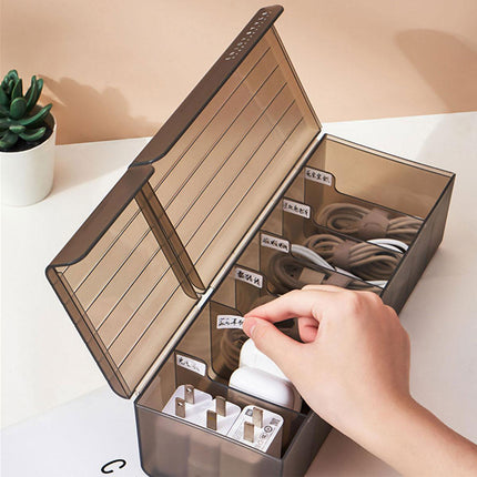 Large Capacity Data Cable Organizer Box With Lid USB Power Charging Cable Box