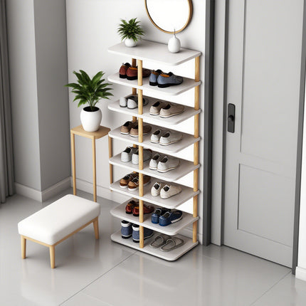 8 Tiers Shoe Rack Wood Vertical Space Saving Narrow Shoe Rack Storage 14 Pairs