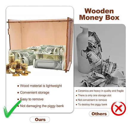 Creative Wooden Piggy Bank for Kids Room Home Office Desk Organizer Durable