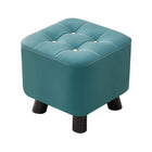 Small Upholstered Stool Square Ottoman Wood Legs Waterproof Leather Footrest