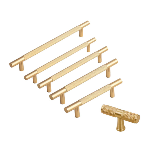 Light Luxury Cabinet Handle Full Copper Gold Straight Knurled Drawer Door Pull