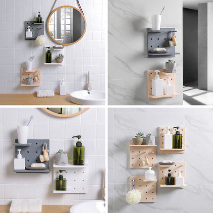4PCS Pegboard Storage Rack Hanging Shelf Home Office Durable Space Saving Use