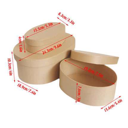 5pcs Oval Gift Boxes Paper Packaging Box Handcrafted Gift Storage Display Case